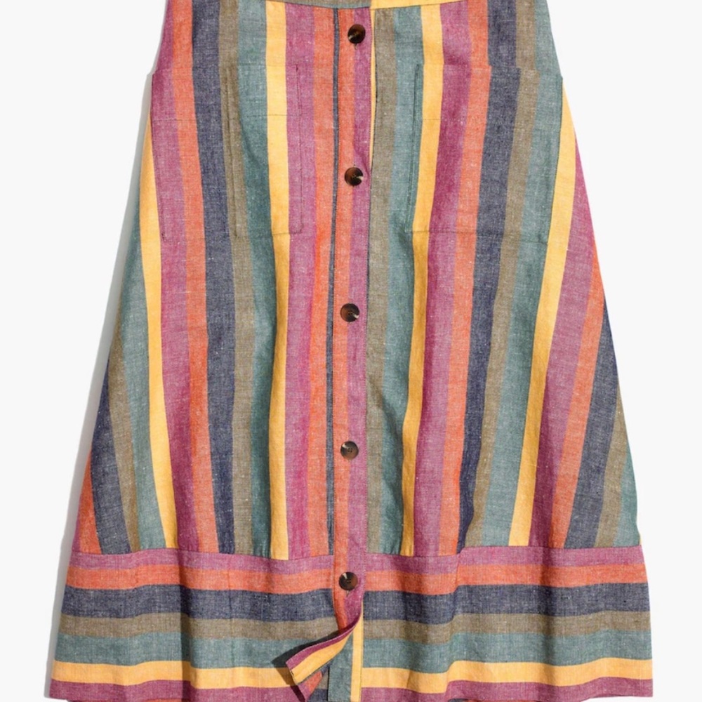 Madewell Striped Multicolor Button-Down Skirt